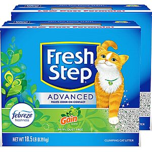 37-lbs (2x 18.5-lbs) Fresh Step Clumping Cat Litter Advanced w/ Gain $14.80 w/ Subscribe & Save + Free S&H