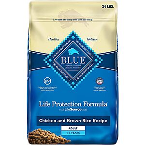 Blue Buffalo Life Protection Formula Adult Dry Dog Food 50% Off: 34-lbs Chicken & Brown Rice $30.40 & More w/ S&S + Free Shipping w/ Prime or on $25+