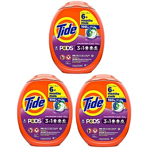 112-Count Tide PODS Liquid Laundry Detergent Pacs (Spring Meadow, Free & Gentle or Original) + $20 Amazon Credit 3 for $77.65 w/ S&S + Free Shipping