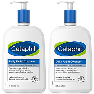 20-Oz Cetaphil Facial Cleanser (Combination to Oily or Dry to Normal) 2 for $18.75 ($9.37 each) w/ S&S + Free Shipping w/ Prime or on $35+