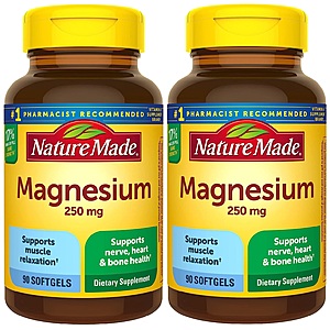 Nature Made Buy 1 Get 1 Free + 40% Off: 90-Ct Magnesium 250mg Softgels 2 for $6.15 ($3.08 each) w/ S&S + FS w/ Prime