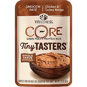 12-Pack 1.75-Oz Wellness CORE Tiny Tasters Wet Adult Cat Food: Chicken & Turkey $4.80 & More w/ Subscribe & Save