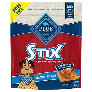 24-Oz Blue Buffalo Stix Pepperoni-Style Soft-Moist Dog Treats (Chicken) $4.20 w/ S&S + Free Shipping w/ Prime or on $35+