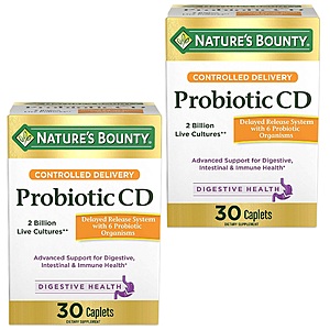 30-Count Nature's Bounty Controlled Delivery Probiotic CD Caplets 2 for $8.15 w/ S&S + Free Shipping w/ Prime or on $35+