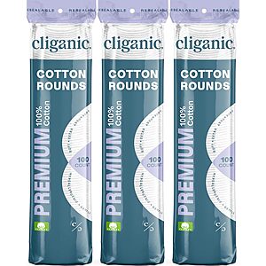 300-Count Cliganic Premium Cotton Rounds $5.60 or Less w/ S&S + Free Shipping w/ Prime or on $35+