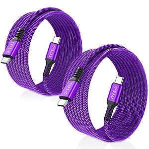 2-Pack 10' Basesailor 100W USB-C to USB-C Braided Cable (Gray or Purple) $5 + Free Shipping w/ Prime or on $35+