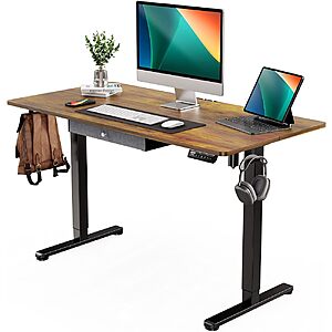 Lightning Deal: ErGear 48" x 24" Electric Standing Desk w/ Drawer (Vintage Brown) $78.15 + Free Shipping
