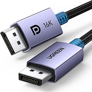 Prime Members: 6.6' UGREEN 16K 80Gbps DisplayPort 2.1 / 2.0 Braided Cable $9.95 + Free Shipping