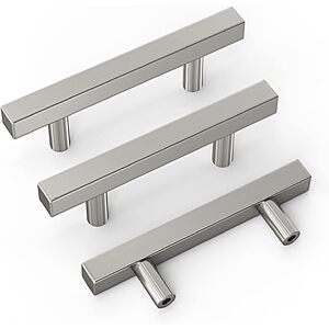 3" Stainless Steel Cabinet Handles (3 colors): 30-Pack Square (Brushed Nickel) $10.30, 15-Pack Round (Brushed Brass) $7.50 & More + Free Shipping w/ Prime or on $35+