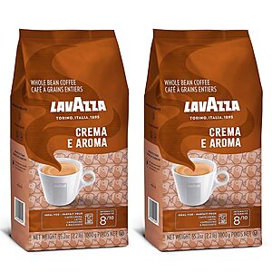 Select Accounts: 2-Pack 2.2-Lb Lavazza Crema e Aroma Whole Bean Coffee (Dark Roast) $19.55 w/ Subscribe & Save