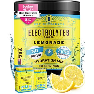 90-Servings Key Nutrients No Sugar Electrolytes Powder (Lemonade) $13.60 w/ S&S + Free Shipping w/ Prime or on $35+