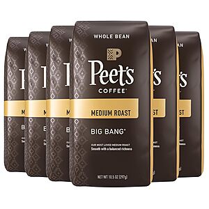 6-Pack 10.5-Oz Peet's Coffee Medium Roast Whole Bean Coffee (Big Bang) $27 ($4.49 each) w/ S&S + Free Shipping