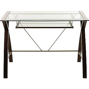 Lynx Glass-Top Compact Computer Desk $40 or less