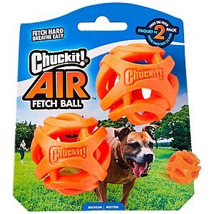 Chuckit! Air Fetch Ball Dog Toy, Medium (2.5 Inch Diameter), for dogs 20-60 lbs $4.22