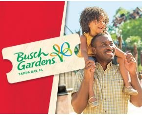 Busch Garden Admission Tickets (Tampa Bay, FL) 1-Park Pass  $45 Each & More