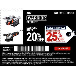Harbor Freight Huge Savings 3 Days only Oct. 15 thru Oct 17, 2021 in store only