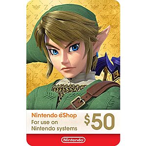$50 Nintendo eShop Gift Card (Digital Download) $45 @ Amazon