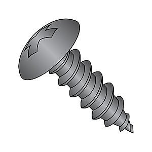 Pack of 100 Steel Sheet Metal Screw, Black Oxide Finish, Truss Head, Phillips Drive, Type A, #6-18 Thread Size, 5/8" Length $1.08
