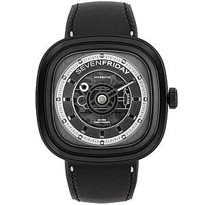 SevenFriday Men's Watch - T Series T BLACK Power Reserve Leather Strap $449.50