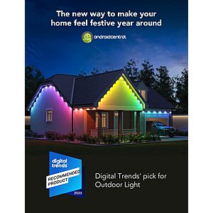 Govee Permanent Outdoor Lights, Smart RGBIC Outdoor Lights with 75 Scene Modes, 100ft with 72 LED Eaves Lights IP67 Waterproof for Christmas Decorations, $250