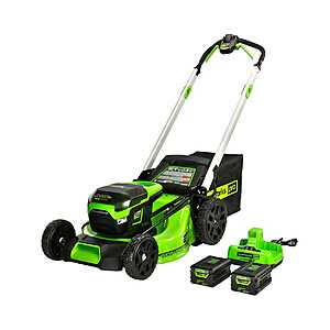 Pro Greenworks 60V 21" Brushless Self-Propelled Lawn Mower w/ (2) 4.0 Ah Batteries - $375