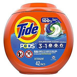 Tide Pods Laundry Detergent Soap Pods, Original Scent, 42 Count - $9.01 /w S&S - Amazon