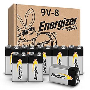 Energizer 9 Volt Batteries, Long-Lasting Alkaline Power Batteries (8 Pack) - $12.64 /w S&S - Amazon