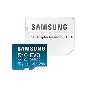 SAMSUNG EVO Select Micro SD-Memory-Card + Adapter, 512GB microSDXC - $46.99 + F/S - Amazon