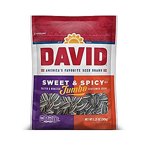 DAVID Seeds Roasted and Salted Sweet and Spicy Jumbo Sunflower Seeds, 5.25 oz - $2.19 /w S&S - Amazon