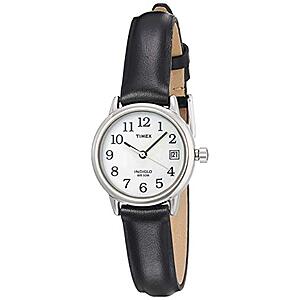 Timex Women's T2H331 Indiglo Leather Strap Watch, Black/Silver-Tone/White - $19.99 - Amazon