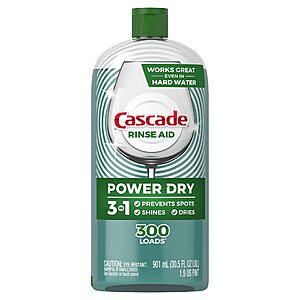 Cascade Rinse Aid Platinum, Dishwasher Rinse Agent, Regular Scent, 30.5 Fl Oz (Pack of 1) - $7.28 - Amazon