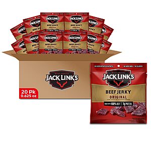 $12.47 /w S&S: Jack Link's Beef Jerky, Original, Multipack Bags - 0.625 oz (Pack of 20)