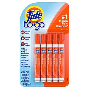 $9.32 /w S&S: Tide To Go Instant Travel Stain Remover Pen, 5 Count