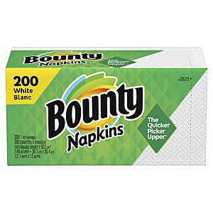 200-Count Bounty Assorted Print/White 1-Ply Quilted Napkins $2.80 w/ Subscribe & Save