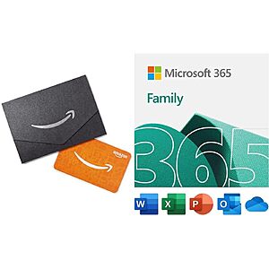 $76.99: Prime Members: Microsoft 365 Family (Office) + $10 Amazon Gift Card | 12-Month Subscription | Up to 6 People