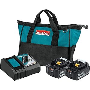 $199.00: Makita BL1850BDC2 18V LXT® Lithium-Ion Battery and Rapid Optimum Charger Starter Pack (5.0Ah) + Tool