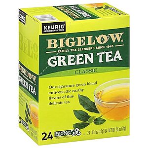 $31.49 /w S&S: Bigelow Tea Green Tea Keurig K-Cup Pods, Caffeinated, 24 Count (Pack of 4)