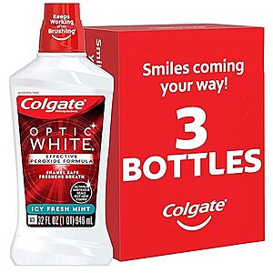 $13.76 /w S&S: Colgate Optic White Whitening Mouthwash, 32 Ounce, 3 Pack