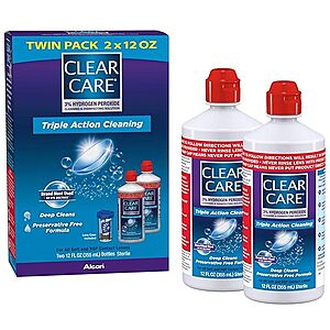 $12.58 /w S&S: Clear Care Cleaning & Disinfecting Solution with Lens Case, 12 Fl Oz (Pack of 2)
