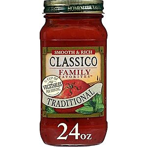 $2.05 /w S&S: 24-Oz Classico Family Favorites Pasta Sauce (Traditional)