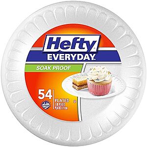 $23.47 /w S&S: Hefty Everyday Foam Snack Plates, 7 Inch Round, 54 Count (Pack of 8), 432 Total