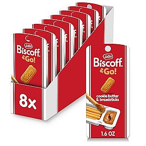 $8.10 /w S&S: Lotus Biscoff & GO, Cookie Butter and Breadsticks Snack Pack, 1.6 Oz (Pack of 8)