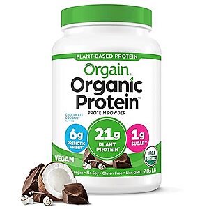 $17.68 /w S&S: Orgain Organic Vegan Protein Powder, Chocolate Coconut, 2.03 Pound