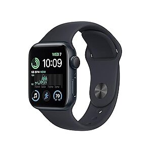 $179: Apple Watch SE (2nd Gen) [GPS 40mm] Smart Watch w/Midnight Aluminum Case & Midnight Sport Band - S/M