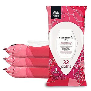 $10.48 /w S&S: Summer's Eve Blissful Escape Daily Refreshing Feminine Wipes, 32 Count, 4 Pack