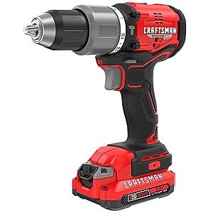 $119.00: CRAFTSMAN V20 Cordless Hammer Drill Kit, 1/2 inch, 2 Batteries and Charger Included (CMCD732D2)
