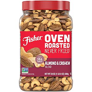 $10.16 /w S&S: Fisher Snack Oven Roasted Never Fried Almond and Cashew Blend, 24 Ounces