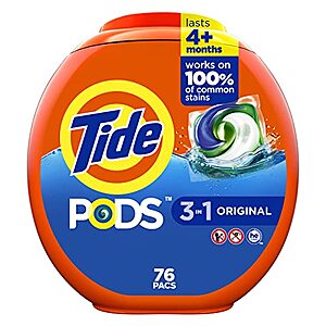 $14.94 /w S&S: 76-Count Tide Pods Liquid Laundry Detergent Soap Pacs (Original Scent)
