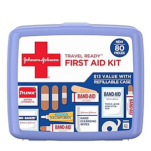 $7.52 /w S&S: 80-Piece Johnson & Johnson Travel Ready Portable Emergency First Aid Kit