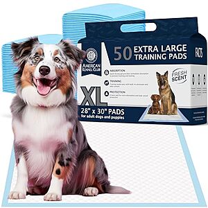 $14.34 /w S&S: Ultra Absorbent Odor Control Training Pads For Dogs, Extra Large 30 x 28 Pee Pads - Fresh Scented - 50 Count